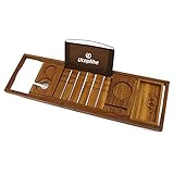 Utoplike Teak Bathtub Caddy Tray Bath Tray for Tub,Unique Bathtub Organizer with Book Tablet Wine Glass Cup Towel Holder,Adjustable, for Your Loved