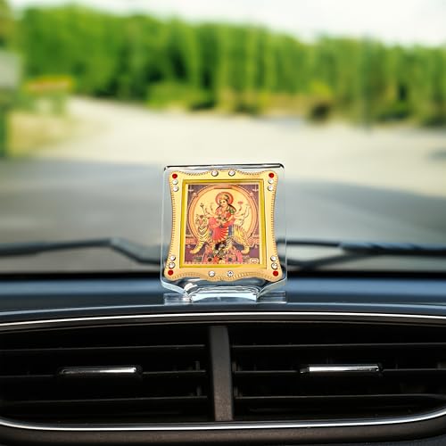 Image of Goddess Maa Durga Idol for Car Dashboard | Decorative Showpiece - 7 cm Gold Foil /Plated