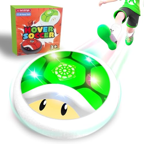Glückpa Hover Soccer Ball for Kids, Indoor Air Power Soccer Toy with LED Lights and Soft Foam Bumper, Turtle Shell Design, Indoor Floating Football Sport Games for Boys Ages 3-12