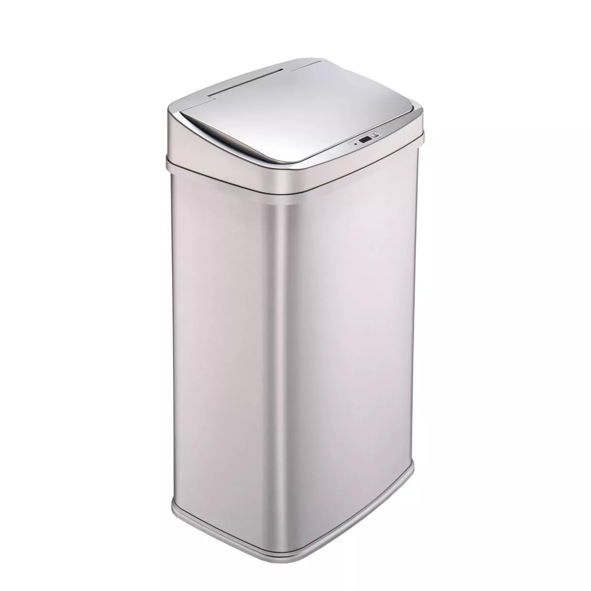 TYLEX 13gal Motion Sensor Rectangular Shape Stainless Steel Trash Can, Automatic Touchless Infrared Motion Sensor Rectangular Trash Can, Stainless Steel Base (Silver/Black)
