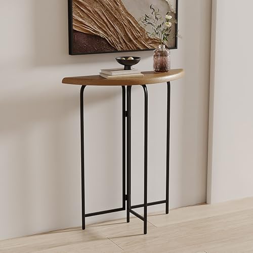 Mesa consola de madera maciza y hierro para sofá de sala de estar o entrada de casa 7