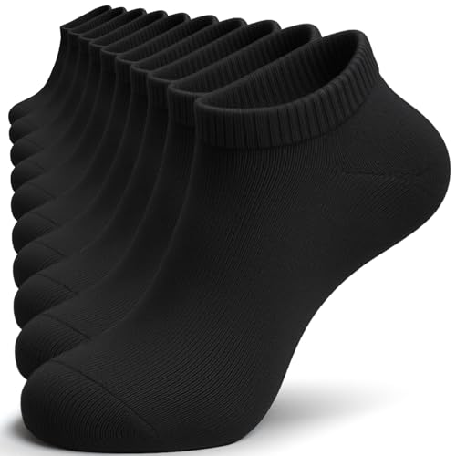 Image of TIBISI Trainer Socks 10 Pairs, Cotton Ankle Socks Breathable Low Cut Running Socks White Black Sports Athletic Everyday Sock for Men Women
