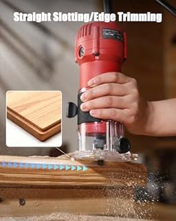 AVID POWER 630W 5.3 Amp Wood Router Tool with Fixed Base Compact Router for Woodworking, 35,000 RPM, 1/4” collet & 5 Trim Bits, Straight & Roller Guide, 2 Wrenches and Carbon Brushes