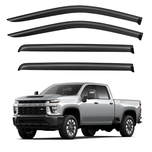 Window Visors Rain Guards for 2020-2026 Chevy Silverado/GMC Sierra 2500HD/3500HD Crew Cab, Out-Channel Window Vent Wind Deflectors Visors Shades for 20-26 Silverado/Sierra 2500/3500 HD Crew Cab