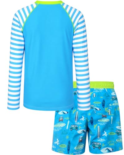 Foto von weVSwe Jungen Badeanzug Rash Guard Sonnenschutz Kleinkind Kinder Langarm Zweiteiler Badehose Surfbrett 4 Jahre