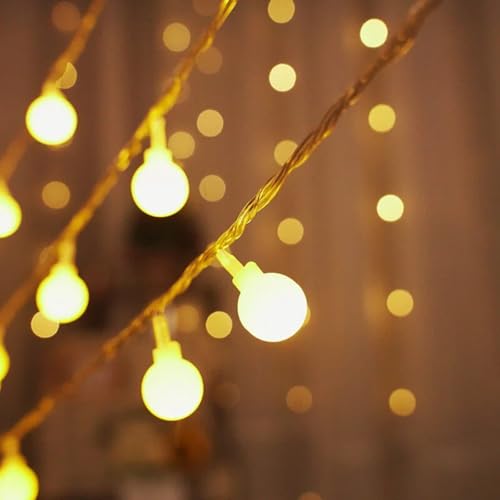 Guirlande lumineuse globe 50 LED de 5,2 m à piles blanc chaud AFUNX