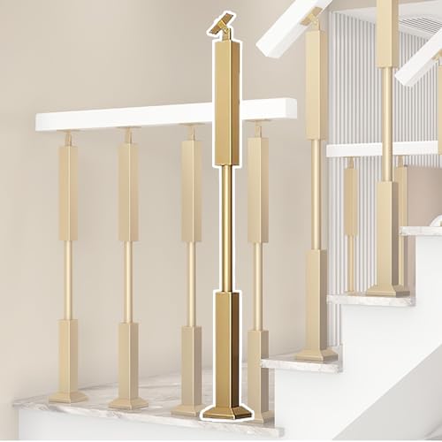 Poteaux de rampe d'escalier dorés avec support supérieur à angle réglable pour marches