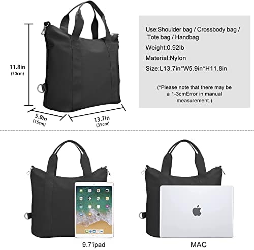dobsechs Large Waterproof Tote Bag, Crossbody Messenger Bag, Top-Handle Casual Shoulder Bags, Handbags for Women College School Work Business Sport Travel, Black