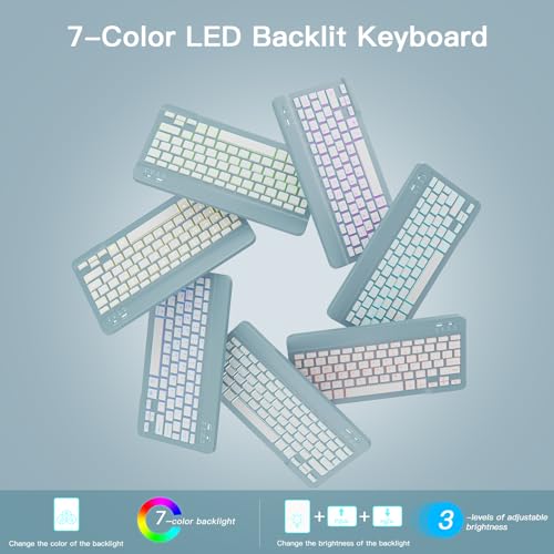 Image of RAYMCRAFT for iPad 11th (A16, 2025) / 10th Generation Case with Keyboard, Mouse and Detachable Wireless Keyboard, 7-Color Backlight, Slim Case with Pencil Holder, Slate Blue