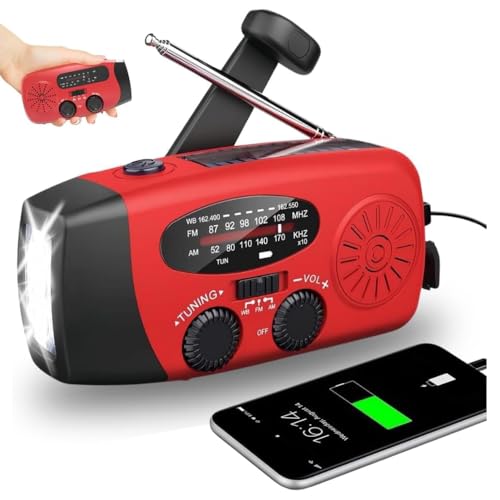 Radio a Pile Survie - Radio Solaire - Kit de Survie Complet - Dynamo Manivelle Portable Rechargeable 2000mAh, AM/FM, Lampe Torche, Fonction SOS, Powerbank – Idéale Camping, Randonnée