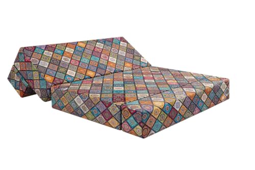 Image of Rosebell Foldable 3X6 Feet 1 - Seater Printed Sofa Cum Bed, Sofa Bed- Washable Cover- Perfect for Living Room & Office, Multicolor