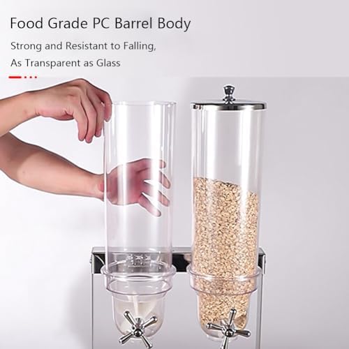 Miniatura 6 de Dispensador de cereales triple para encimera, contenedor de almacenamiento de alimentos secos de 10.5 L con base de acero inoxidable, organizador de