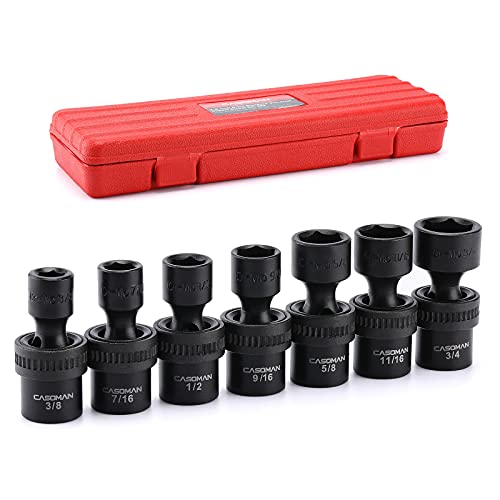 CASOMAN 10 PCS 1/2" Drive Deep Universal Impact Socket Set, Metric,10-19mm 10 PC Metric 1/2" Dr. (Deep)