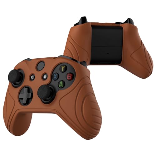 Image of PlayVital Samurai Edition Signal Brown Anti-Slip Controller Grip Silicone Skin for Xbox One X /S Controller, Ergonomic Soft Rubber Protective Case Cover for Xbox One S /X Controller with Thumb Grips