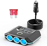 ✅【Prise en charge de la charge ultra rapide】Mehrfach-Zigarettenanzünder-Adapter mit vier USB-Ladeanschlüssen (3x QC 3.0 + PD 3.1), ausgestattet mit einem integrierten Smart-Chip, der den Strombedarf automatisch erkennt und die Leistung für synchronisiertes Schnellladen verteilt, während zusätzliche Ladeanschlüsse für die Fondpassagiere bereitgestellt werden. Kann bis zu vier elektronische Geräte gleichzeitig laden.