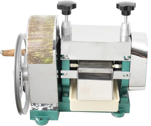 HKFGSHOP Stainless Steel Manual Sugarcane Juicer Machine with Hand Crank, Commercial Use, Adjustable Casters & Enhanced Handwheel for Fresh Juice - Image 8