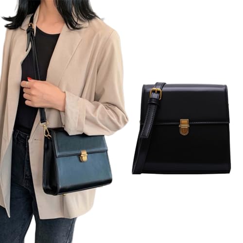 Women's Square Crossbody Handbag PU Leather Fashion Minimalist Shoulder Bag Brown As Shown2