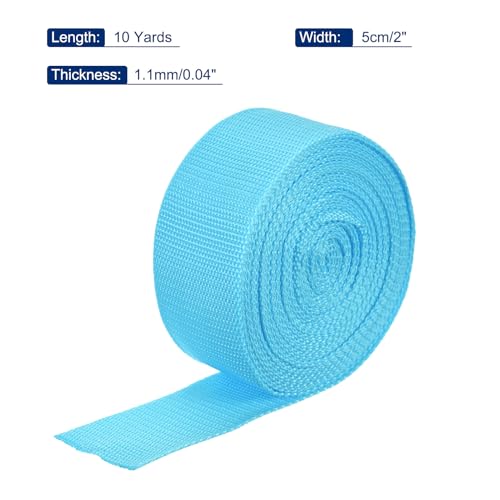 Image of MECCANIXITY Lightweight Polypropylene Webbing Strap 2 inch 10 Yard Backpack Strapping Band Sky Blue for Outdoor Luggage Cargo Straps