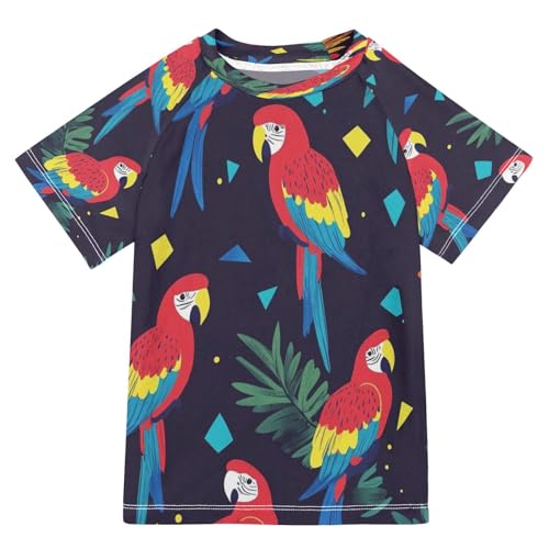 Kids Swimsuit Parrot Bird Red Sunscreen T-Shirts Swimwear Sets UPF 50+