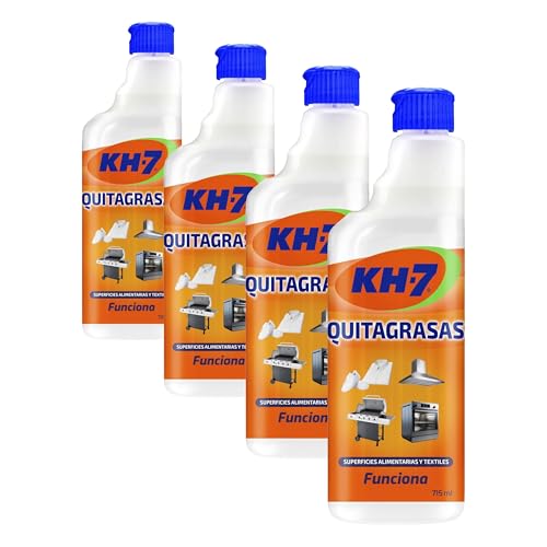 KH7 Quitagrasas, Desengrasante | Elimina Grasa y Suciedad | Aplícalo en Cocina, Ropa, Exterior o Vehículos | Apto para todas las Superficies y Tejidos | Formato Ahorro, Recambio 715 mL (Paquete de 4)