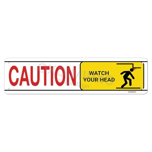 Caution Low Ceiling Sign - Watch Your Head Crossing Bathroom Decor Tin Signs Personalized Custom Metal Tin Sign 16 * 4 Inch