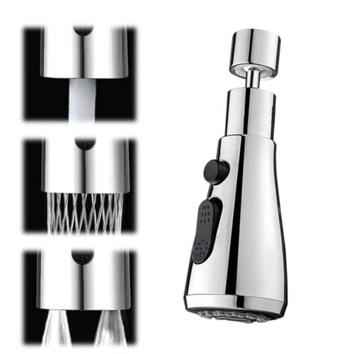 Douchette Evier Cuisine Robinet 360 Degres Rotatif, 3 Modes de Jet, Prolongateur, Aérateur Robinet pour Cuisine, Orientable et Universelle, douchette evier...