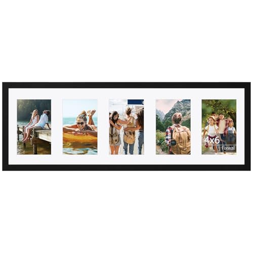 Fixwal 8x24 Collage Picture Frame with Five Openings for Displaying 4x6 Pictures, 4x6 Picture Frame Collage, Gallery Wall Frame, Multi Picture Frames for Wall Decor