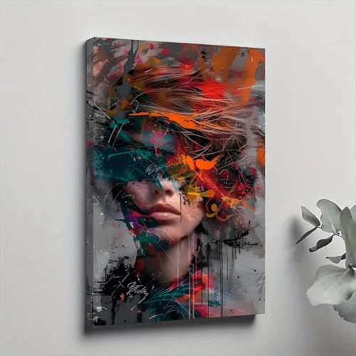 Peinture abstraite sur toile avec impression couleur haute définition style graffiti chic