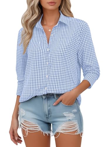 Image of Soft Wrinkle-Free Button Down Stretch Shirts for Women, Breathable Moisture-Wicking Casual Work Dress Tops