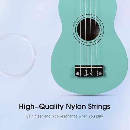 Image of ADM Ukulele for Beginners Hawaiian Wood Ukelele Kit for Kids Adult Student Starter Professional Ukalelee Pack Bundle with Free Lessons Gig Bag Strap Nylon String Tuner (Mint Green, 21 Inch)