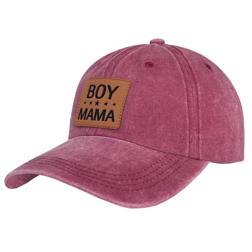 Image of Mother Mama Mom Hat for Women Leather Patch Baseball Mom Trucker Cap Gifts for Mothers Day Birthday