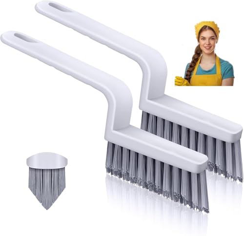 Image of KBZONE 2PCS Grout Cleaner Brush V Shape, Stiff Grout Cleaning Brushes for Tile,Floor Magic Brush, Bathroom Accessory, Cleaning Tools, Grout Scrub Brush Set for Shower, Bathroom, Kitchen, Household Use