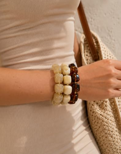 Chunky Beaded Bracelets for Women, Resin Statement Stretch Bracelet Stack - image 9