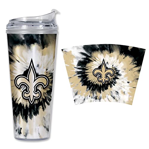 Image of Rico Industries NFL Football Glitter 24oz Acrylic Glitter Tumbler with Hinged Lid, Officially Licensed Double Wall Tumbler with Straw