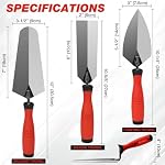 SHALL 3-Piece Set d'outils de maçonnerie, 6’’ Margin Trowel, 5.5’’ Pointage et 7’’ Troie de jaugeage avec poignée souple, outil de bricklaying pour béton, ciment, plâtre, projets de construction de carreaux