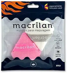Macrilan Esponja Para Acabamento De Maquiagem Dupla Sem Latex Ep21 - Cores Sortidas