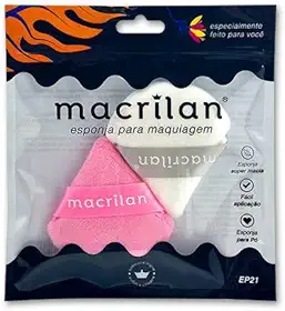 Macrilan Esponja Para Acabamento De Maquiagem Dupla Sem Latex Ep21 - Cores Sortidas