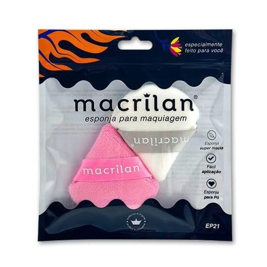 Macrilan Esponja Para Acabamento De Maquiagem Dupla Sem Latex Ep21 - Cores Sortidas