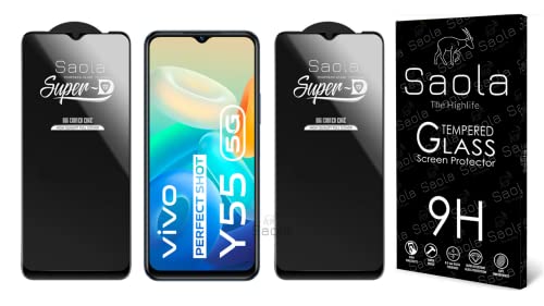 Image of Saola HD+ Oleophobic Tempered Glass Screen Protector For Vivo Y55 (Pack Of 2) with Free Installation Kit. Full screen Coverage - 6.44 inch