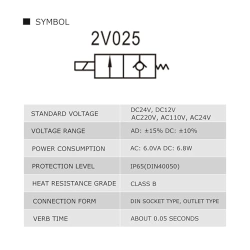 Électrovanne pneumatique 2V025-06 DC12V pour automatisme et vérin