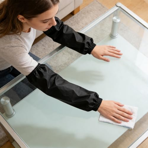 2 Paar Wasserdichte Arm Ärmel Abdeckungen, Unterarm Schutz Umfasst Protector, Wiederverwendbar, Ölbeständige Armstulpen für Reinigung Waschen Malerei Kochen Hund Pflege Geschirrfischen, Schwarz