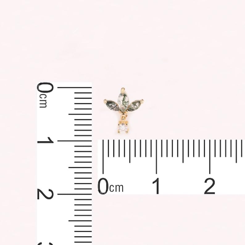 Moss Agate Marquise Stud, Sterling Silver Fan Shaped Green Stud Earring, Solid Silver Jewelry, Push Back Stud, Handmade Jewelry, Women Stud Earring