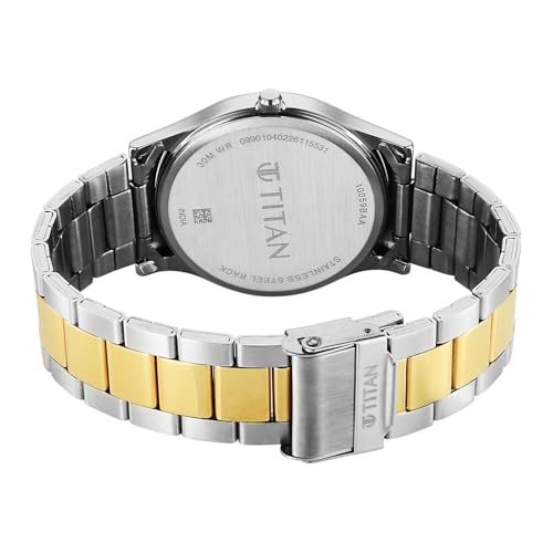 Image of Titan Karishma Regal Classic Day-Date Silverwhite Dial Silver Stainless Steel Men's Dress Watch - 10059BM03