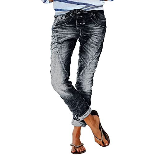 Damen Jeans Hose Boyfriend Baggy Used Relaxed Fit Jeanshosen Vintage...
