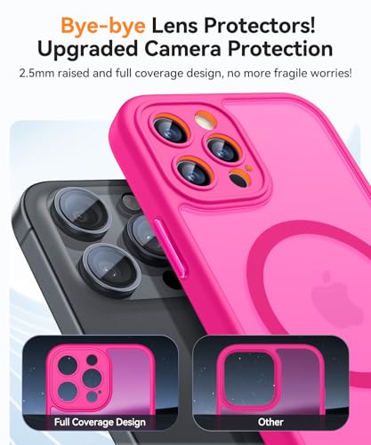 Image of CANSHN Magnetic Compatible with iPhone 12 Pro Max Case, Upgraded [Full Camera Protection] [Compatible with Magsafe] [Translucent Matte] Shockproof Protective Phone Cover 6.7 Inch - Hot Pink