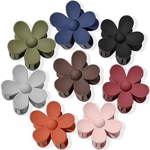 Flower Hair Clips 8PCS Nonslip Large Claw Clips Strong Hold Durable for Women Thick Hair, Big Hair Clips For Thin Hair Cute Claw Clips 8 Colors