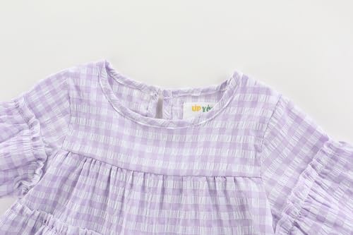 Little Girls Plaid Ruffle Skirt Dress Short Sleeve, Kids Summer4