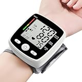 MBUPAI Blood Pressure Monitor Digital Wrist BP Machine Automatic BP Cuff (5.3 to 7.7 in) with 2 Users 180 Memory Voice Large LCD Display Adjustable Cuff USB Charging Carrying Case, Black