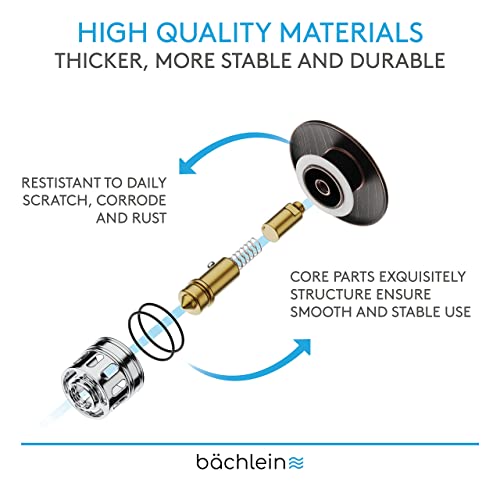 Bächlein Bathroom Sink Drain With Overflow - Oil Rubbed Bronze Pop Up Drain Incl. 3 Extra Seals - German Brand #TOP7