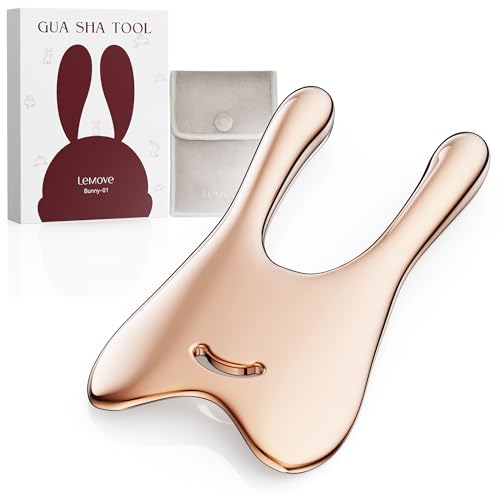 Image of Lemove Stainless Steel Gua Sha Facial Tool - Massage Tool for for Face, Jawline Shaper, Reducing Double Chin, Whole Body Gua Sha Tool, Lymphatic Drainage Massager, Facial Skin Care - Gold